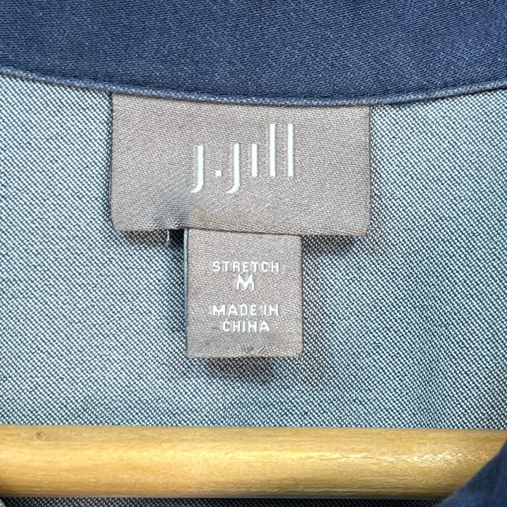 J Jill Women’s Blue Cotton Blend Front Pocket‎ Knee Length Retro Dress M - Picture 5 of 6